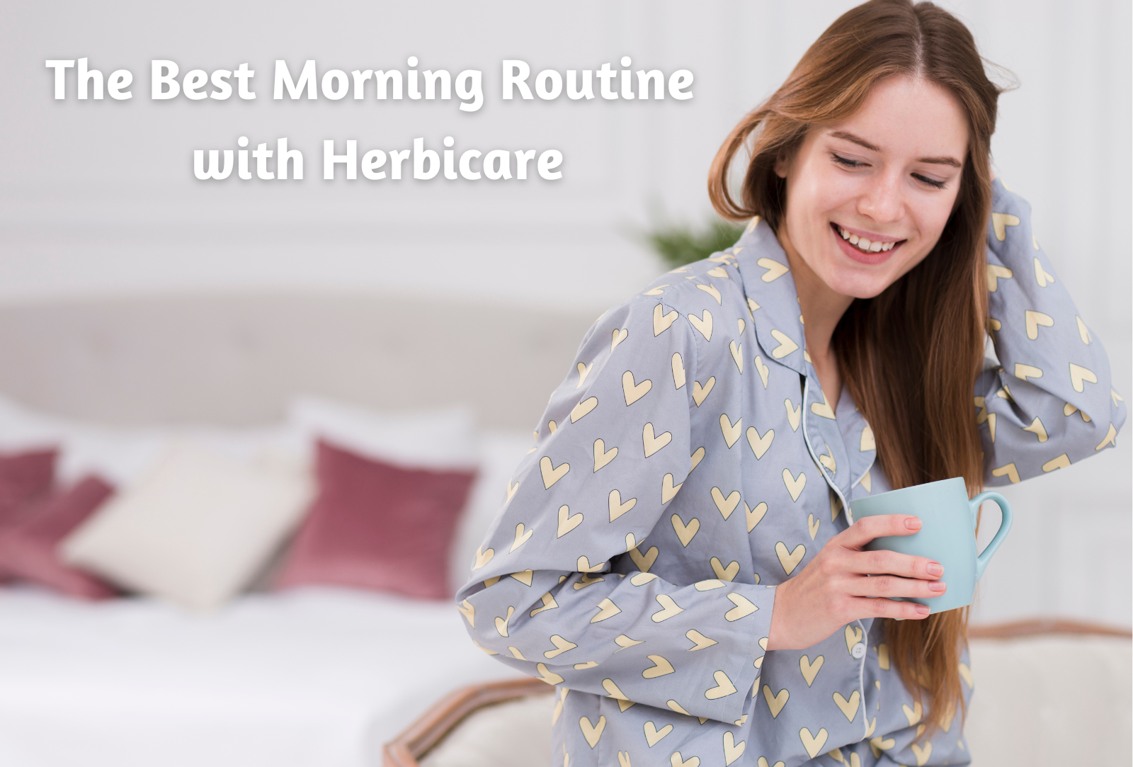 Woman following a healthy morning routine with herbal supplements and a glass of water