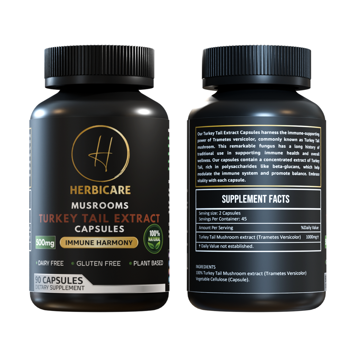 Herbicare Turkey Tail Extract Capsules – 500mg, 90 capsules