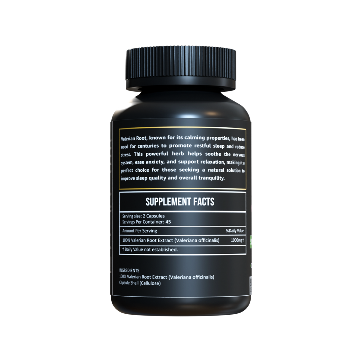 Herbicare Valerian Root Extract Capsules – back label with supplement facts