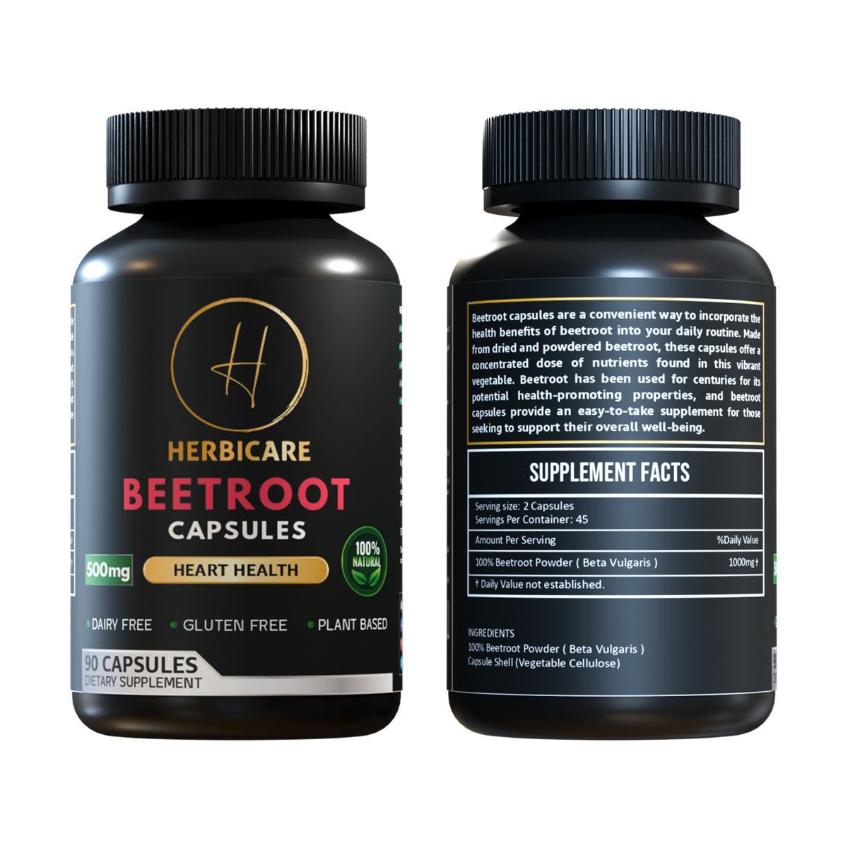 Herbicare Beetroot Capsules – front and back labels