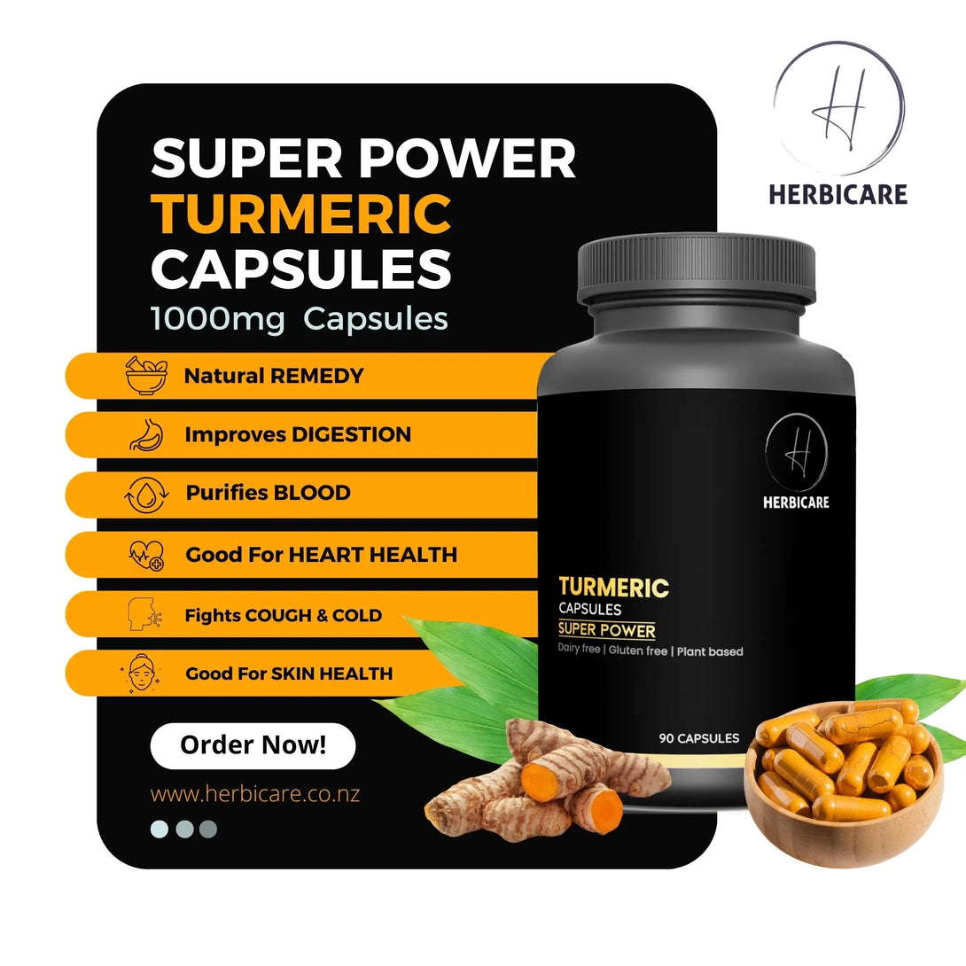 Turmeric 1000mg Capsules: Nature's Antioxidant Powerhouse (90 Count) Herbicare